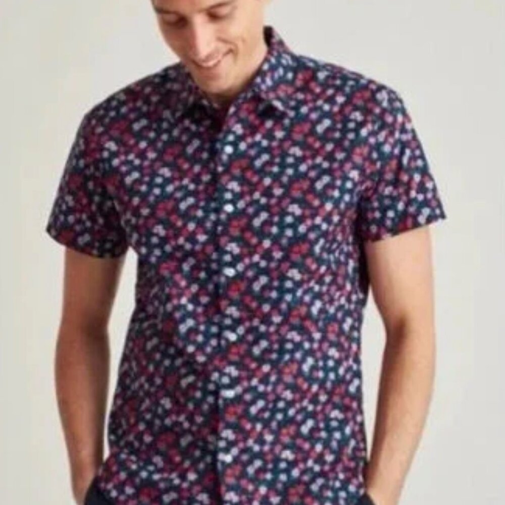 121 Bonobos Men's Slim Fit Floral Short Sleeve Stretch Button-Up Shirt Size XXL
